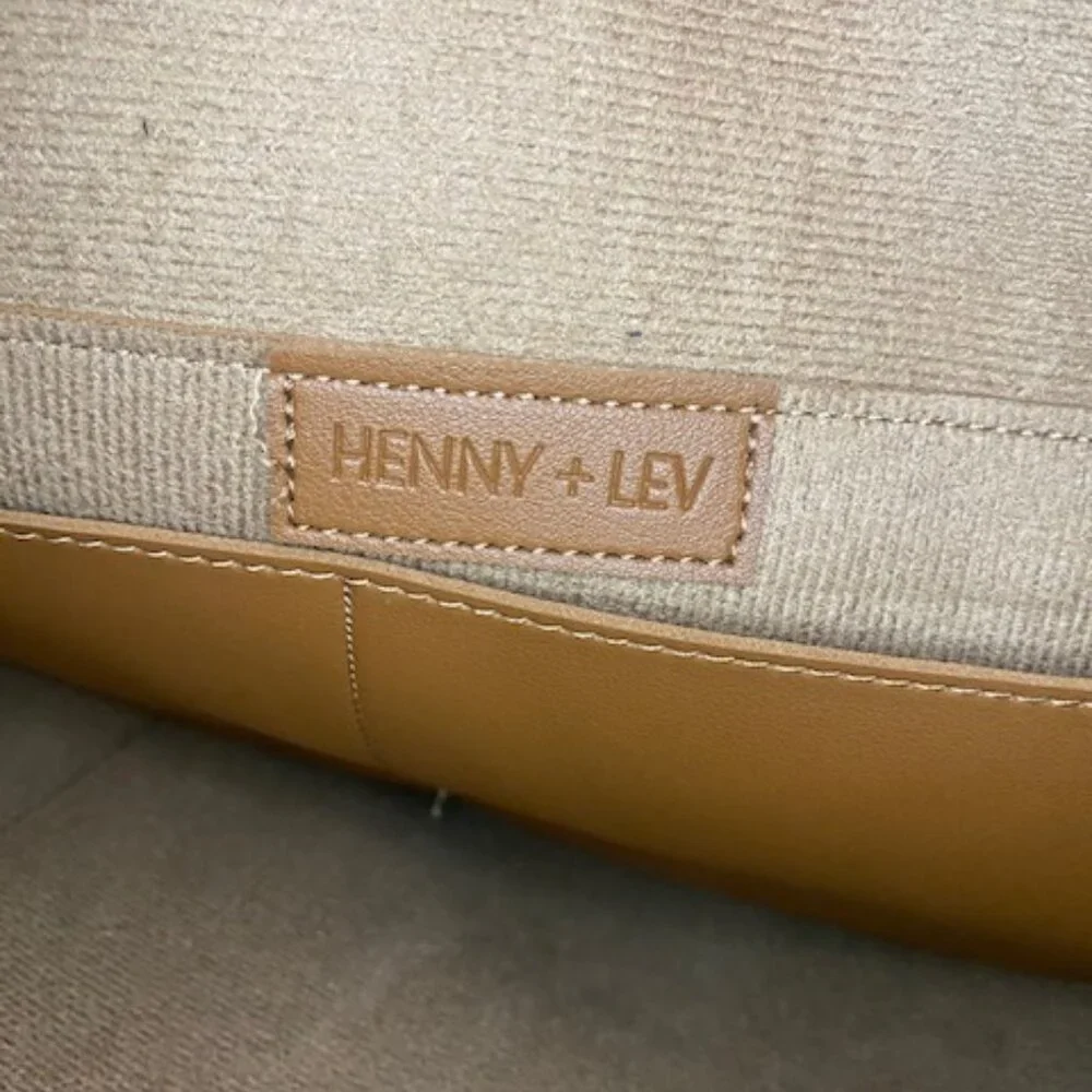 HENNY + LEV Cognac Brown Vegan Leather Everyday Tote Purse Bag Crossbody